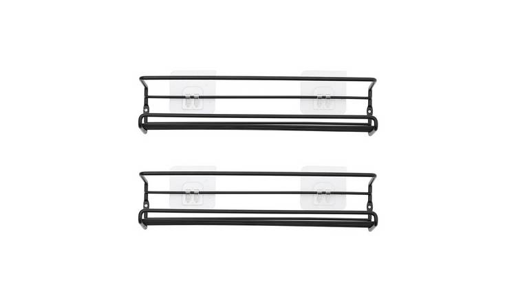 Living and Home Set of 2 Wall Mount Spice Rack - Black