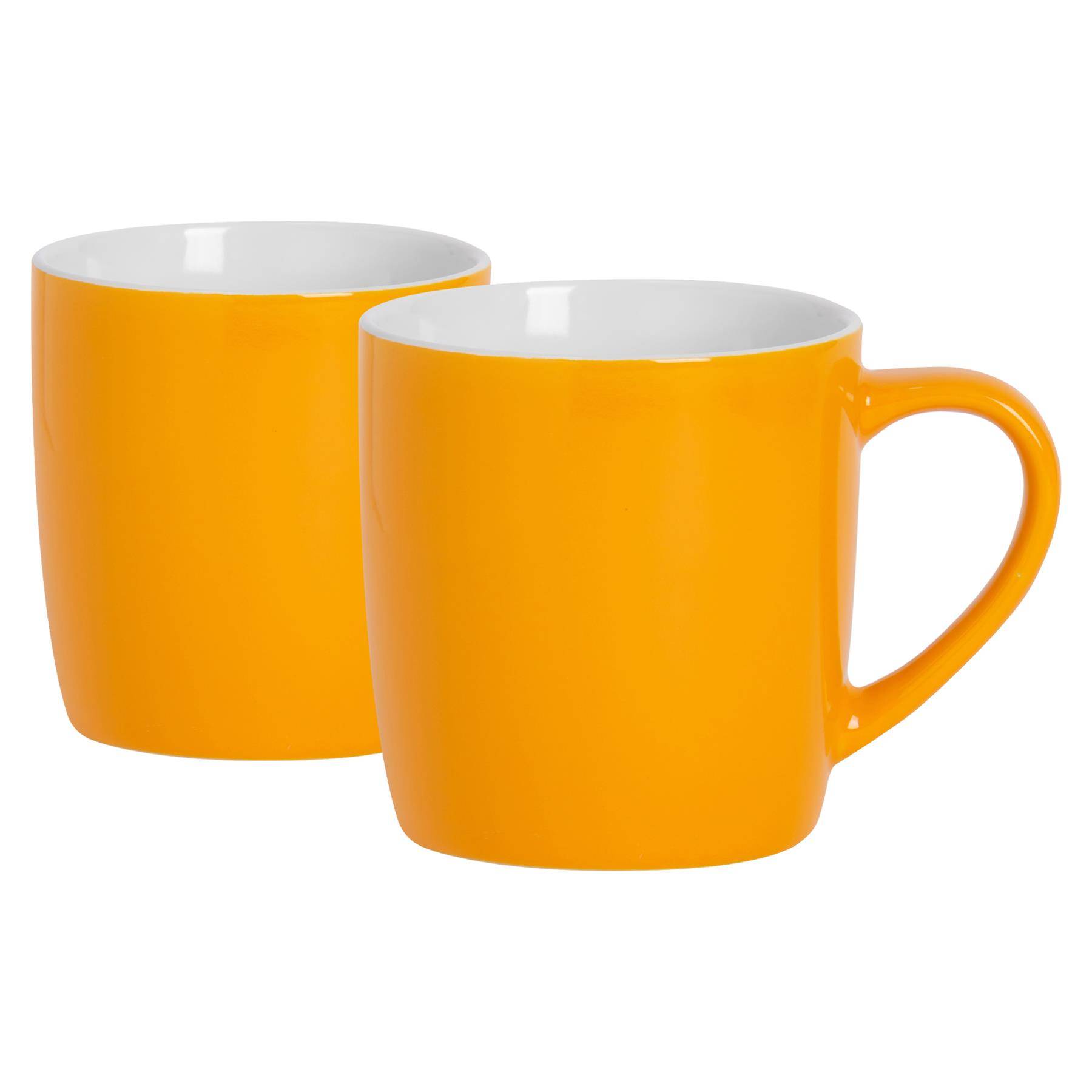 Argon Tableware Coloured 350ml Coffee Mugs Pack of 2 - Yellow - Image 1
