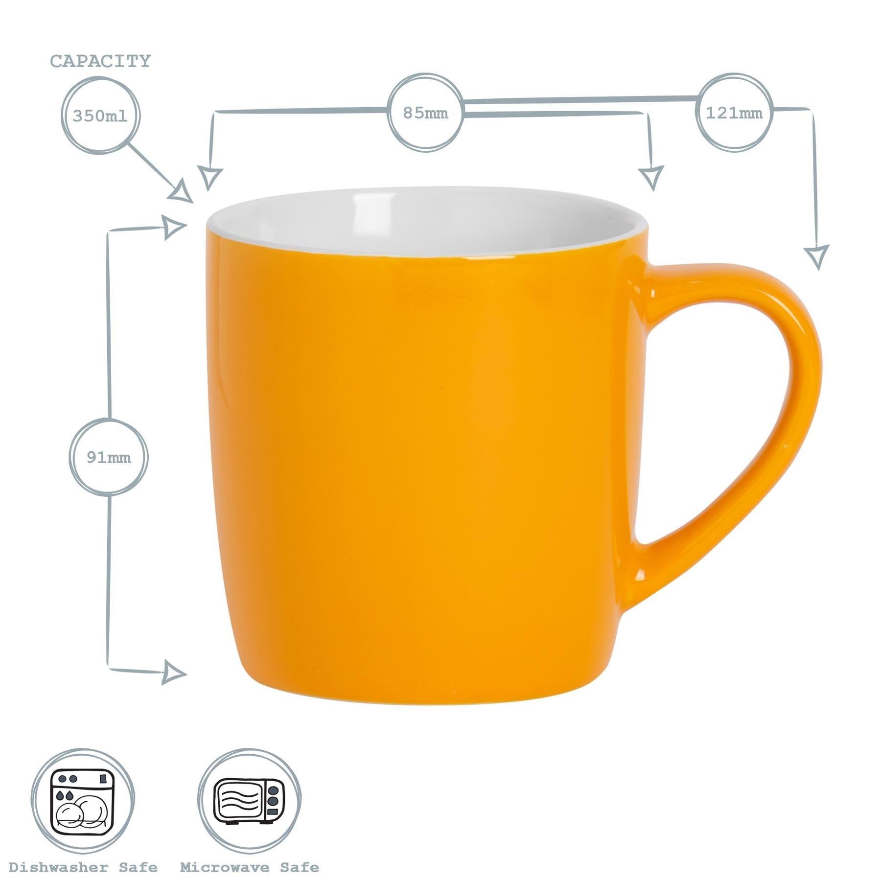 Argon Tableware Coloured 350ml Coffee Mugs Pack of 2 - Yellow - Image 3