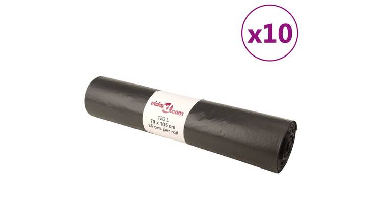 Walplus Pack of 250 Polyethylene Bin Bags 120 L - Black - 70 x 105 cm
