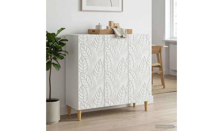 Walplus 3 Door Engineered Wood Sideboard 2 Shelf - White - 89 x 34.5 x 80 cm