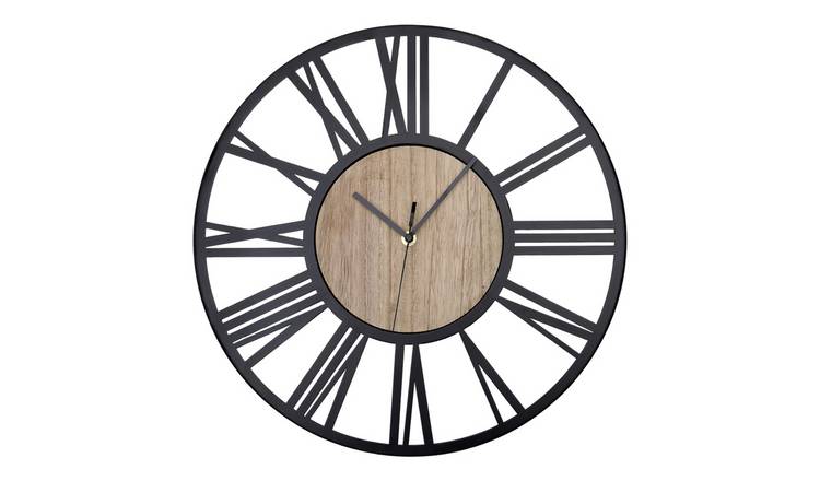 Living and Home 40cm Analogue Wall Clock - Black & Brown