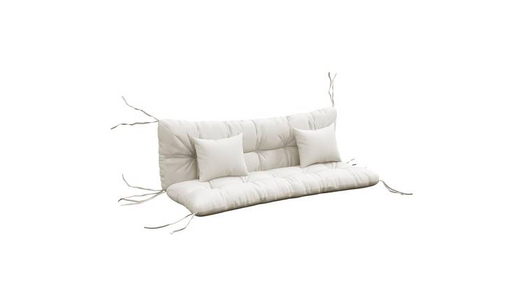 Outsunny Water Repellent Garden Chair Cushions with 2 Pillows - White