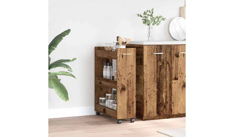 Walplus Wood 3 Shelves Cabinet - Dark Wood - 60 x 22 x 79 cm