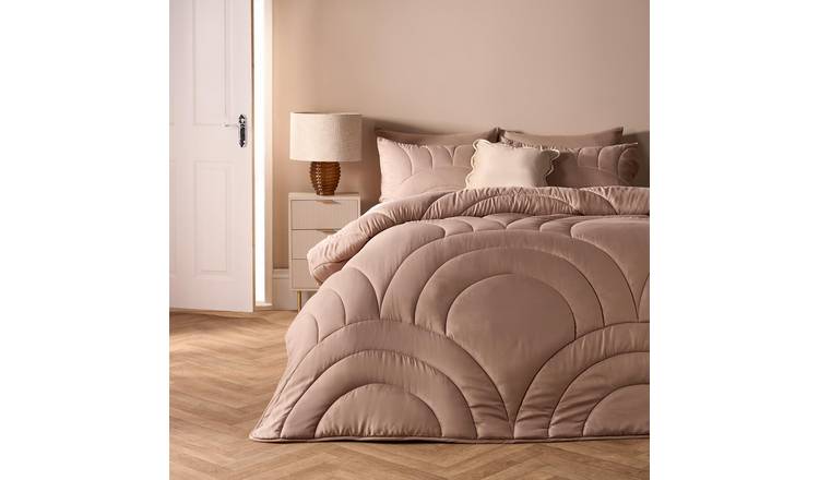 OHS Quilted Arches Coverless 7.5 Tog Duvet Bedding Set Mink - King