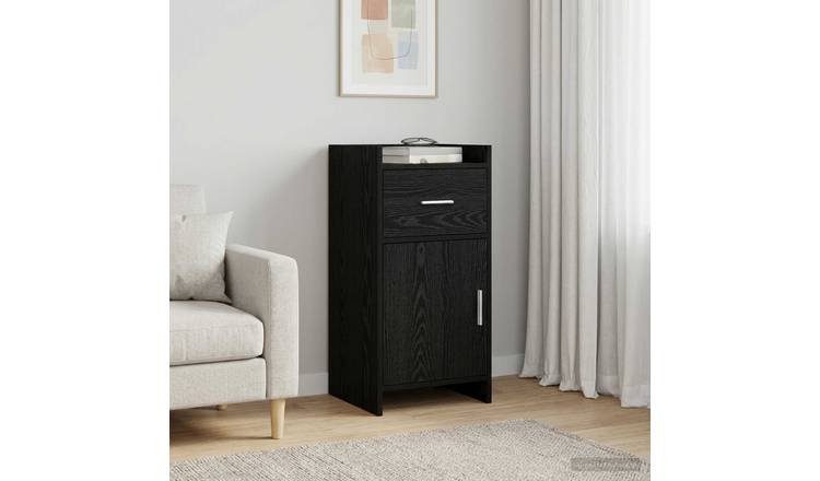 Walplus 1 Drawer Rectangular Sideboard 2 Shelf - Black Oak - 40 x 36 x 80 cm