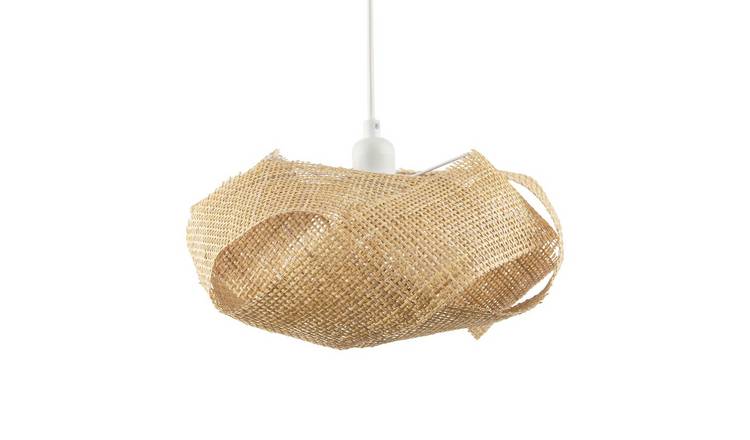 Happy Homewares Natural Brown Woven Rattan Pendant Shade - 35cm