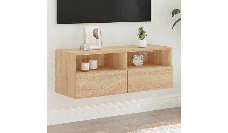 Walplus Engineered Wood TV Wall Unit - Light Oak - 80 x 30 x 30 cm