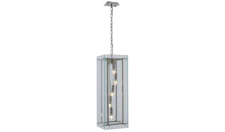 Orsina Claridge 5 Bulb Glass Pendant Light – Nickel and Clear