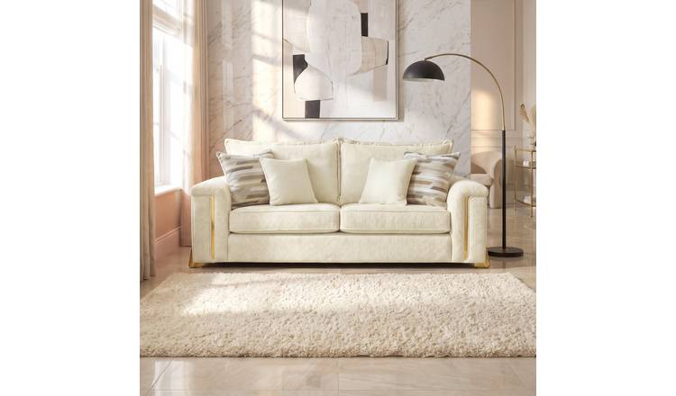 Somnior Oscar Sherpa Columbus Fabric 3 Seater Sofa - Cream