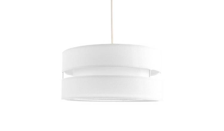 Happy Homewares White Linen Fabric Triple Tier Pendant Shade - 26cm