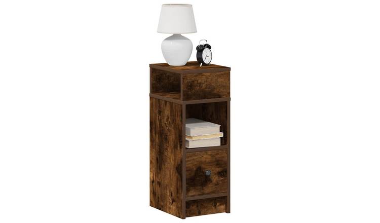 Walplus 1 Drawer Engineered Wood Bedside Cabinet - Dark Oak - 25 x 31 x 66 cm
