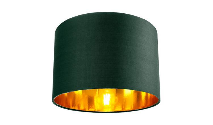 Happy Homewares Green Cotton with Shiny Copper Inner Lampshade - 30cm