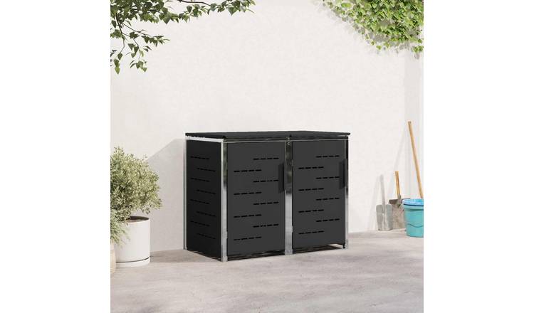 Walplus Stainless Steel Wheelie Bin Store - Black - 138 x 77.5 x 112.5 cm
