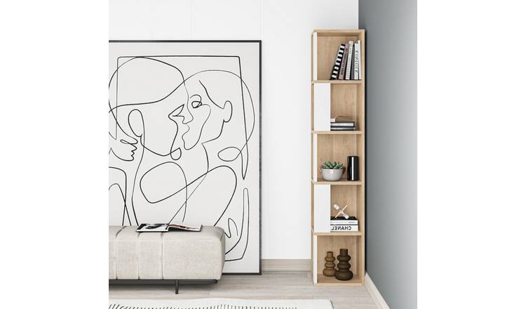 Decortie Piano Particleboard Shelving Unit - Oak & White