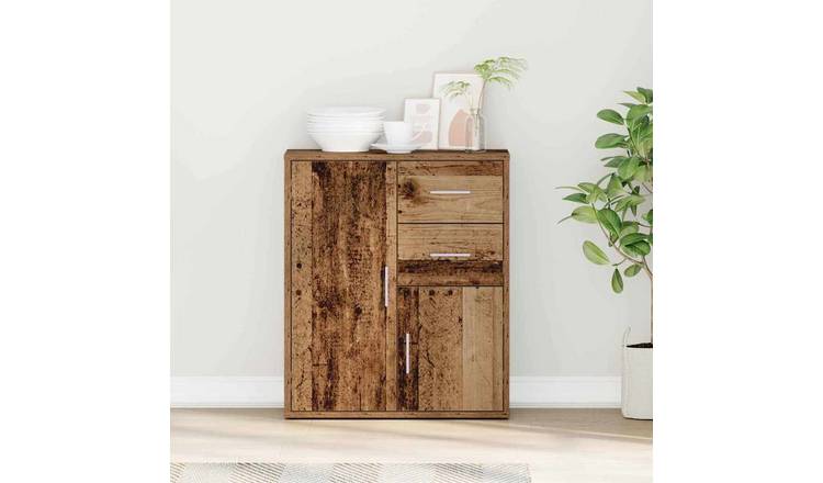 Walplus 2 Drawer Rectangular Sideboard - Old Wood - 60 x 31 x 70 cm