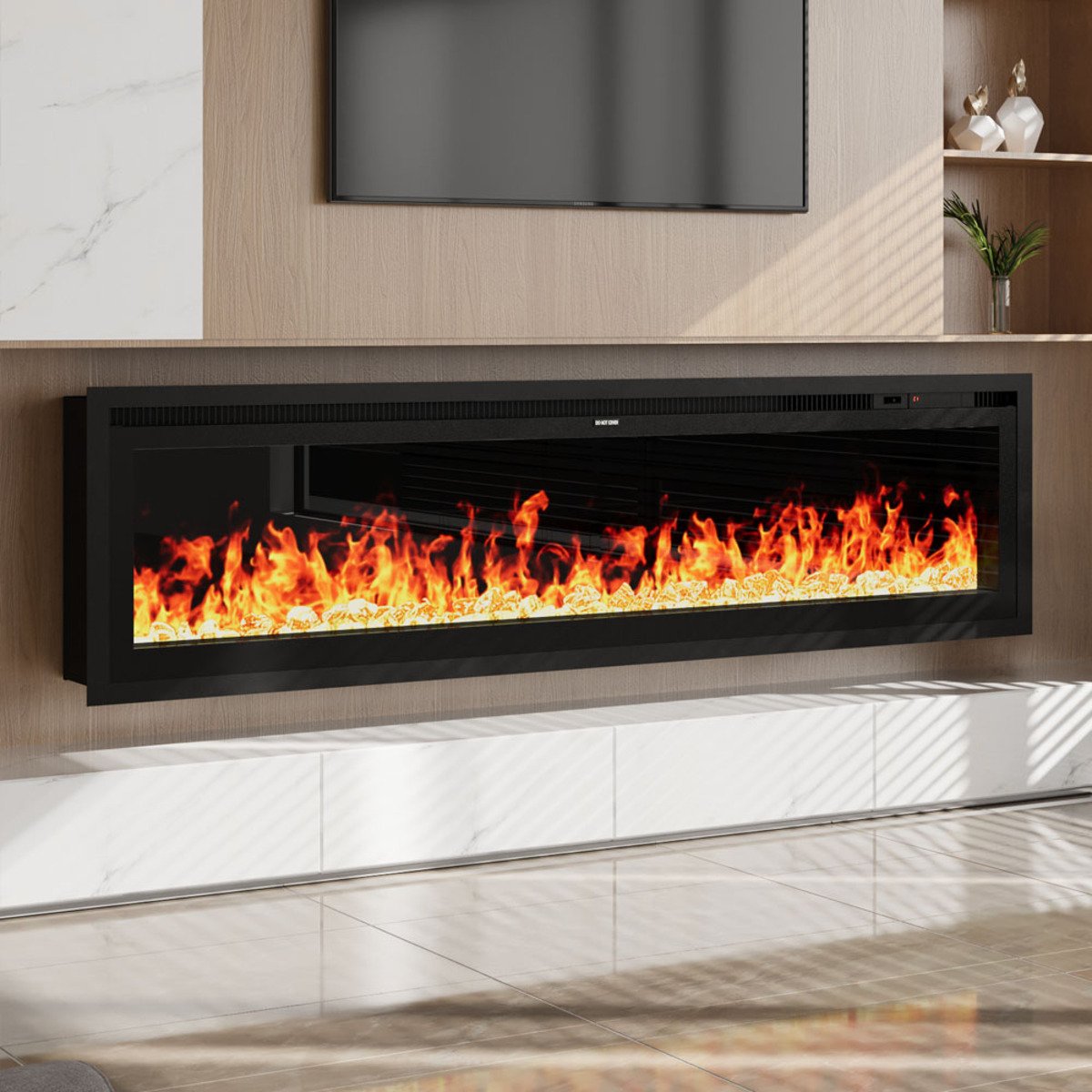 Living and Home 73 Inch Electric Fireplace with Remote - Black - Image 3