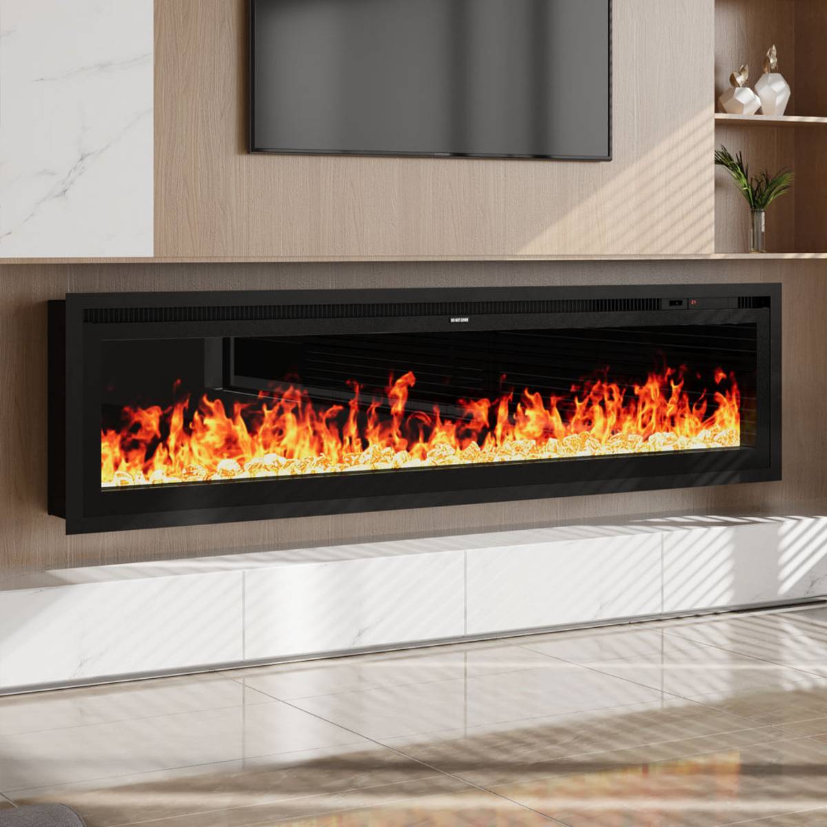 Living and Home 73 Inch Electric Fireplace with Remote - Black - Image 3