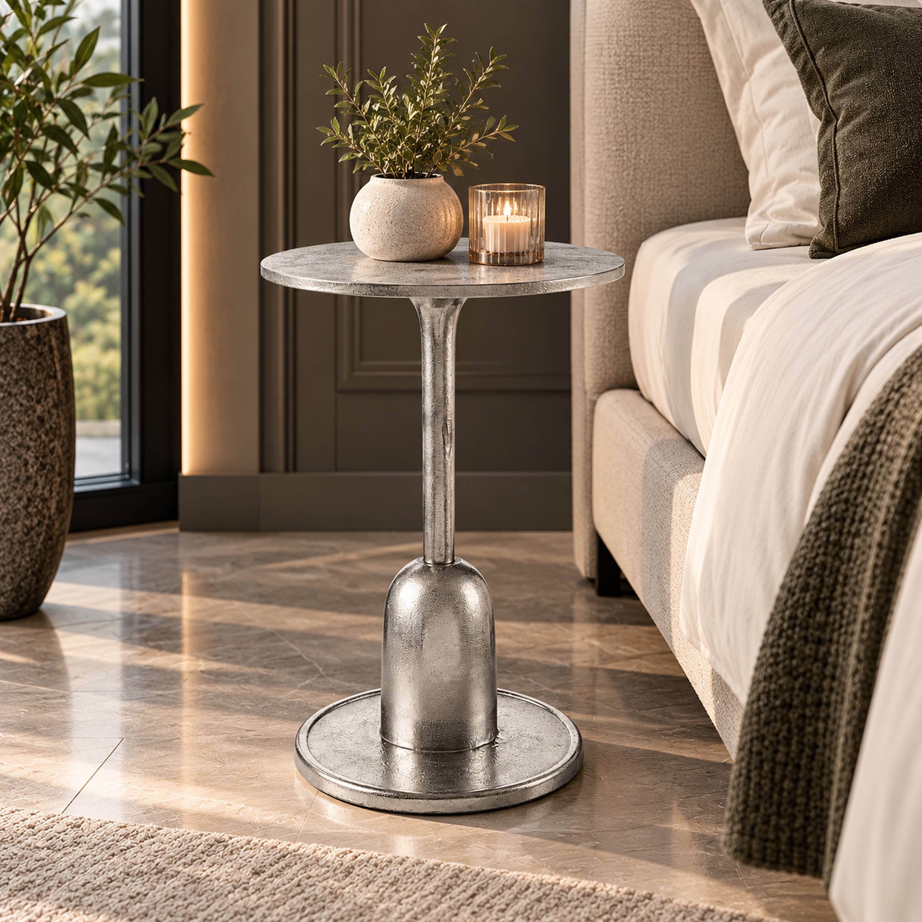 Orsina Aluminium Side Table - Silver - Image 2