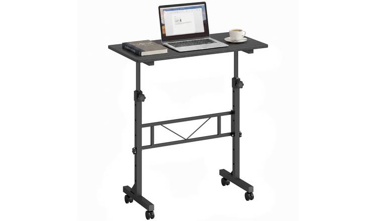 HOMCOM Steel Frame Overbed Table With Wheels and Brakes - Black
