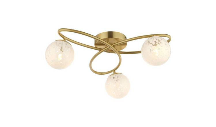 Loops Direct Steel and Glass Semi-Flush Light - Satin Brass