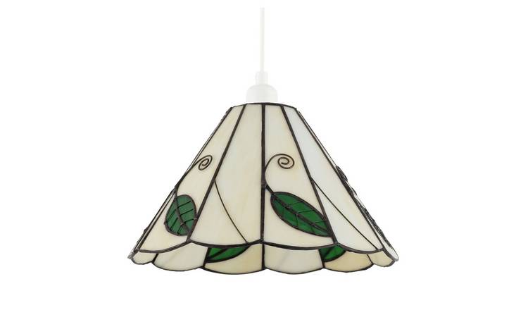 Happy Homewares Green Chic Floral Tiffany Glass Pendant Shade - 25cm