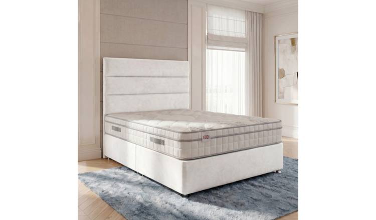 Somnior Regent Velvet Double Pocket Mattress Divan Bed Set - White