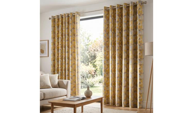 Luxury Living Nordic Lined Eyelet Curtains 168cm x 229cm - Yellow