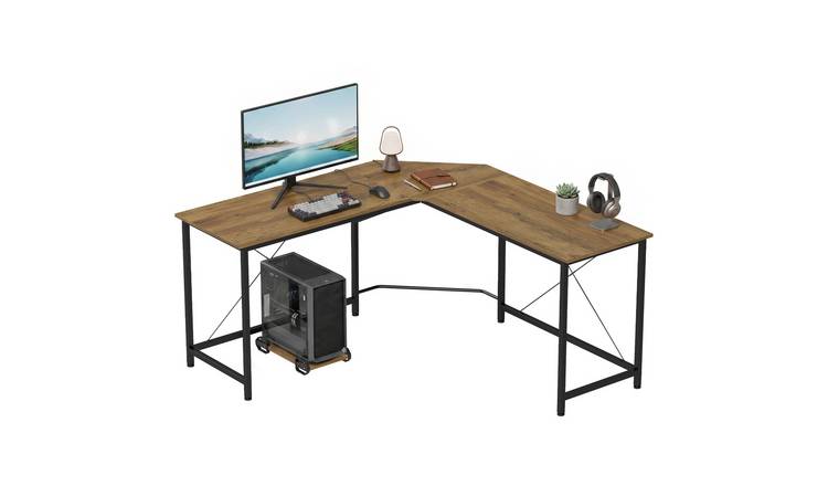 HOMCOM L-Shaped Gaming Desk - Brown