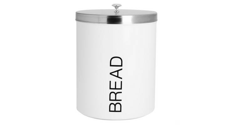 Harbour Housewares Round Metal Kitchen Bread Bin - White