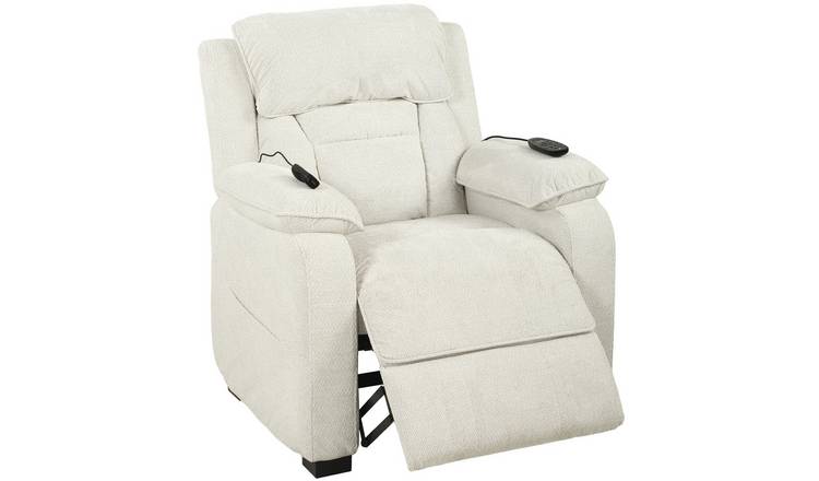 HOMCOM Velvet Power Recliner Armchair with Massage and Heat - Cream White