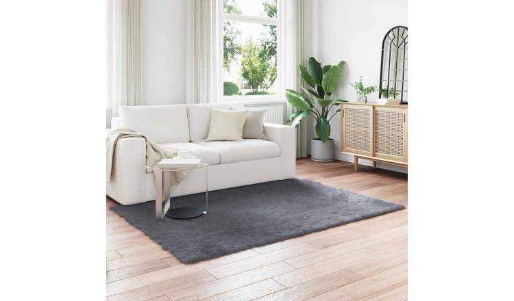 Walplus Tafalla Polyester Faux Sheepskin Rug - Anthracite - 120 x 170 cm