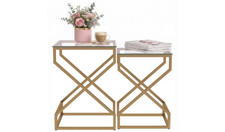 HOMCOM Set of 2 Transparent Top Nest of Tables - Transparent