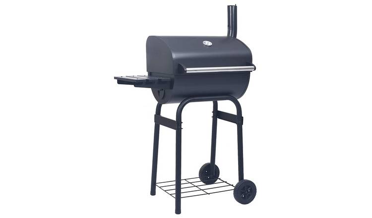 Walplus Steel BBQ Grill Smoker with Bottom Shelf - Black - 75 x 48 x 120 cm
