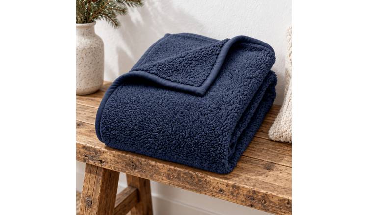 Deyongs Luxury Soft Teddy Fleece Throw Blanket 130x170cm Borgan - Loch Blue