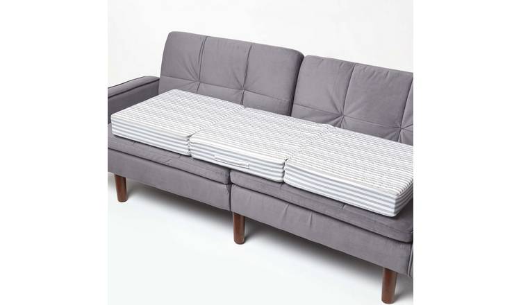 Homescapes Cotton Orthopaedic Foam 3 Seater Sofa Booster Cushion - Grey Stripe