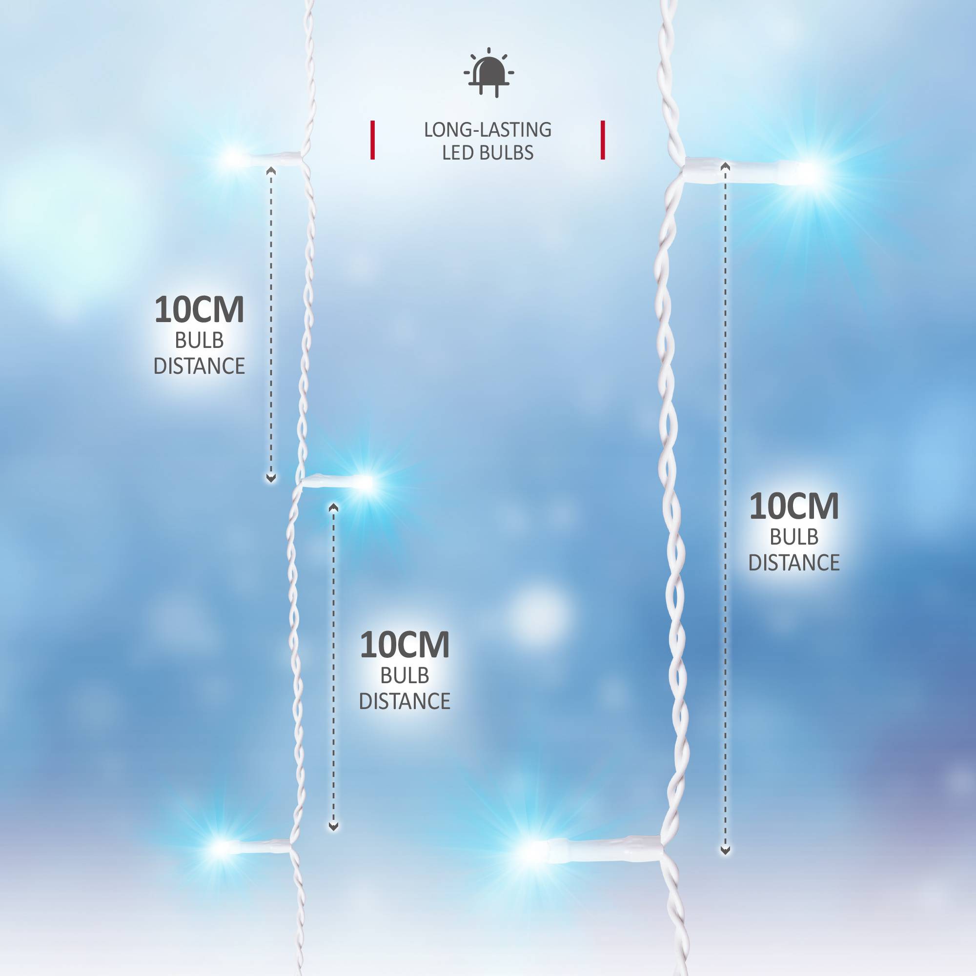 NETTA 240 LED 7.5m Outdoor Icicle Christmas Lights with Timer - Cool White - Image 3
