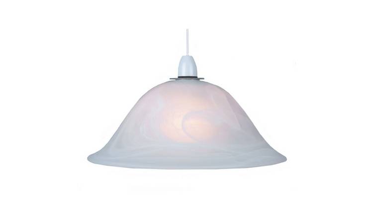 Happy Homewares White Alabaster Glass Easy Fit Pendant Shade - 34cm