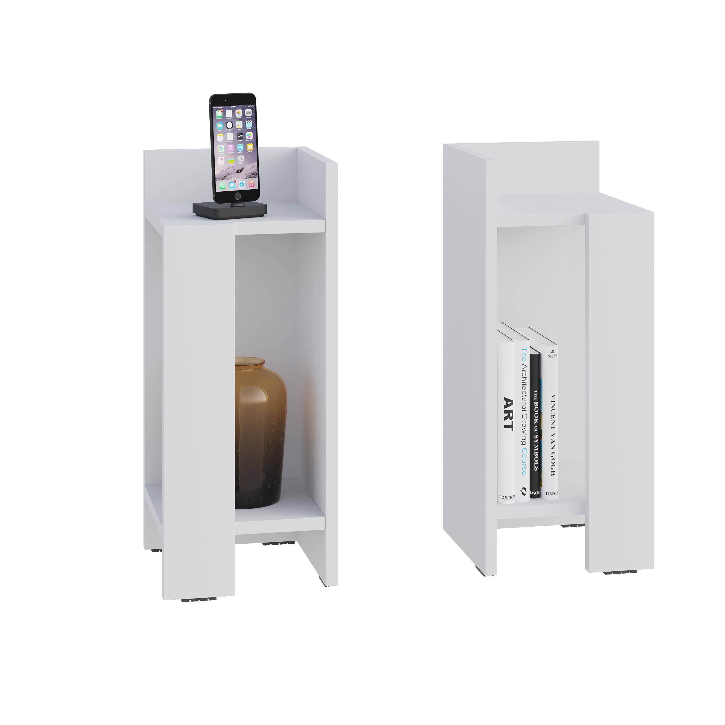 Decortie ElosSet Particleboard Bedside Table - White - Image 2