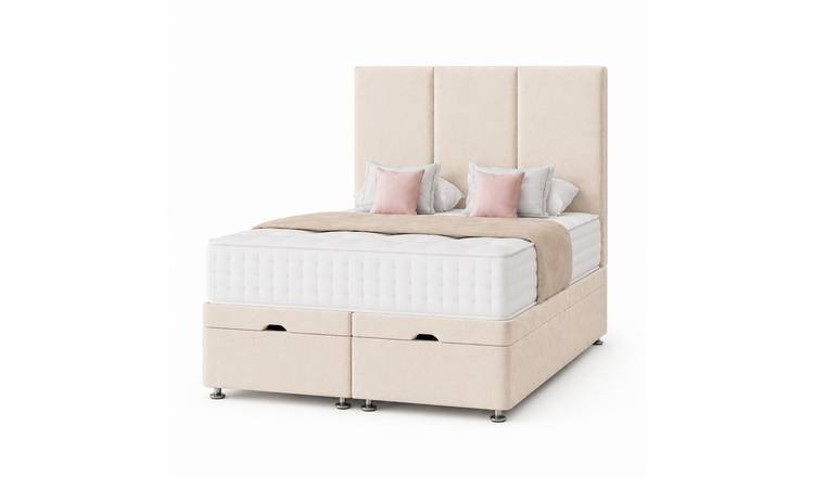 Comfy Deluxe 4ft6 Double End‑lift Ottoman Plush Storage Bed Set - Cream