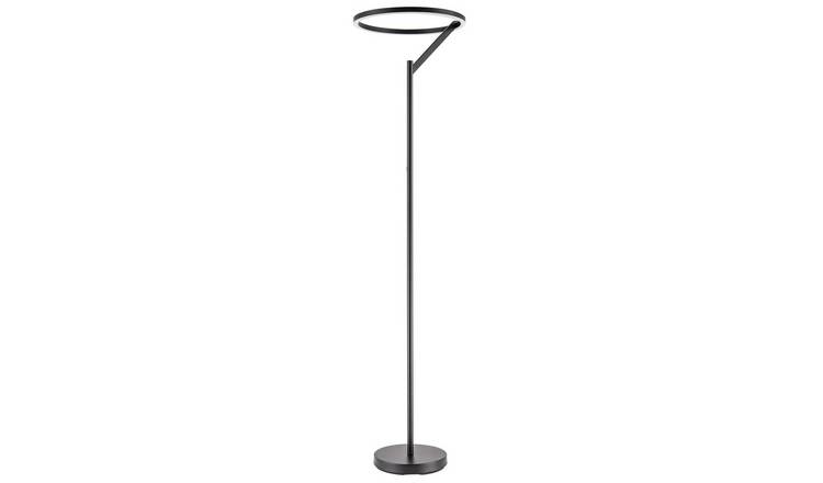 Happy Homewares in Matte Black with Large LED Halo Ring Floor Lamp - 45cm