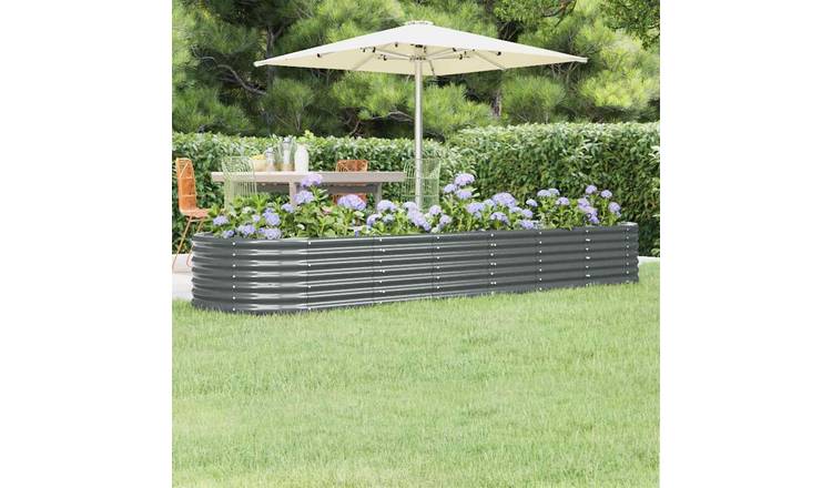 Walplus Galvanised Steel Raised Garden Bed - Anthracite - 296 x 80 x 36 cm