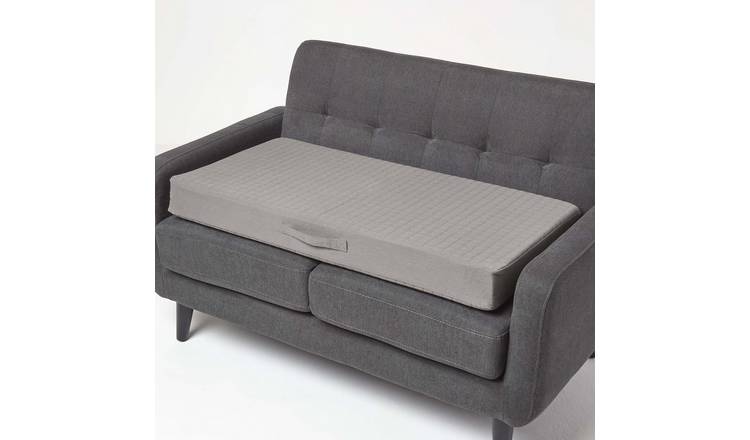 Homescapes Cotton Orthopaedic Foam 2 Seater Sofa Booster Cushion - Charcoal