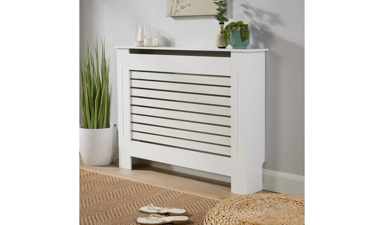 Home Source York Medium Slatted Radiator Cover – White