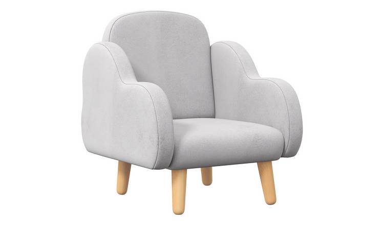 Zonekiz Kids Wooden Frame Velvet Cloud Armchair - Grey