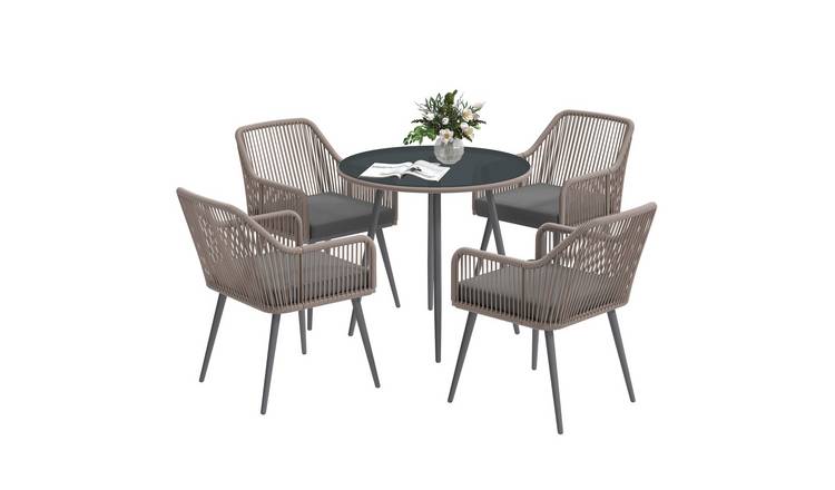 Outsunny 4 Seater Rattan Garden Furniture Set - Light Brown
