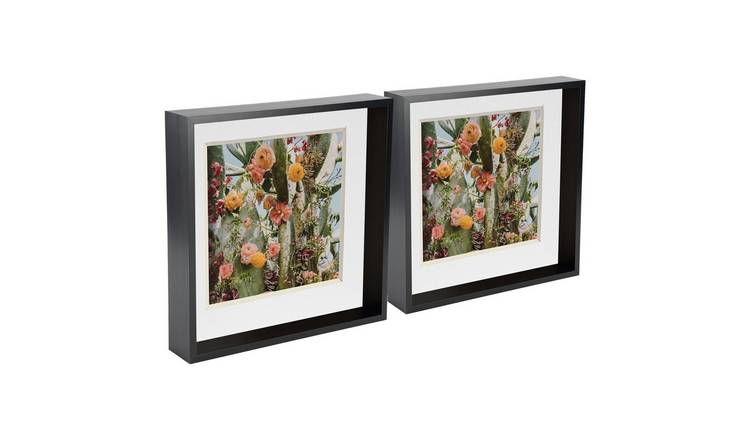 Nicola Spring 3D Deep Box Photo Frames - 10 x 10" with Mount - Set of 2 - Black