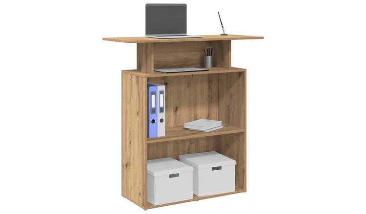 Walplus Engineered Wood Reception Desk - Oak - 100 x 40 x 104 cm
