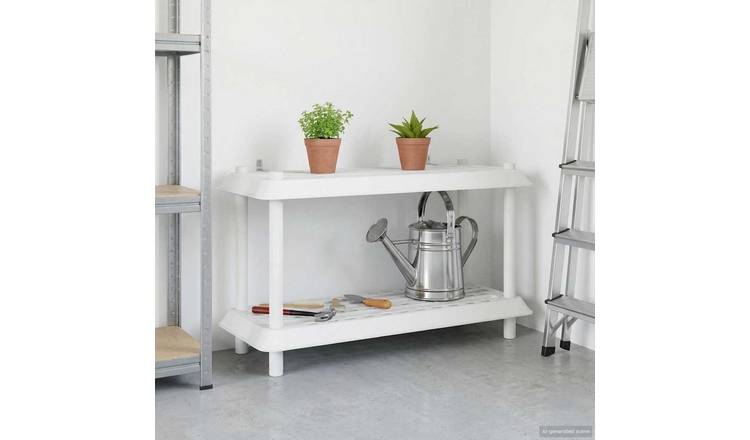 Walplus 2 Tier Shelving Unit - White - 100 x 40 x 55.5 cm