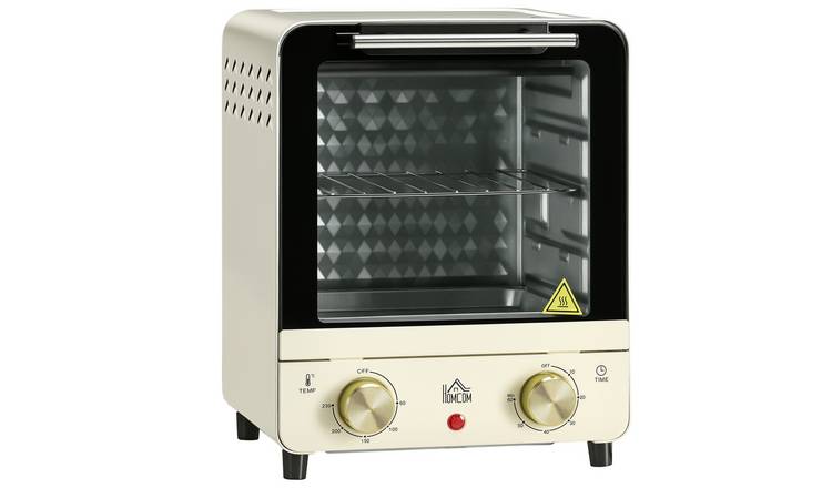 HOMCOM 15L Electric Mini Oven with Adjustable Temperature - Cream White
